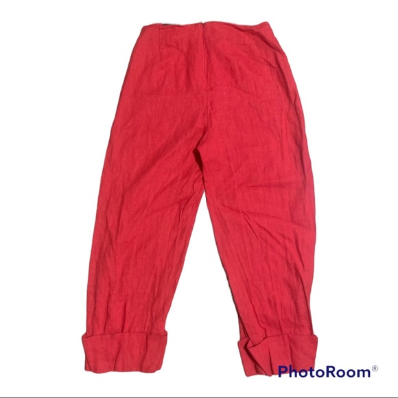 Reformation Red Linen High Waisted Pants Calf Length size 6 - Picture 2 of 4